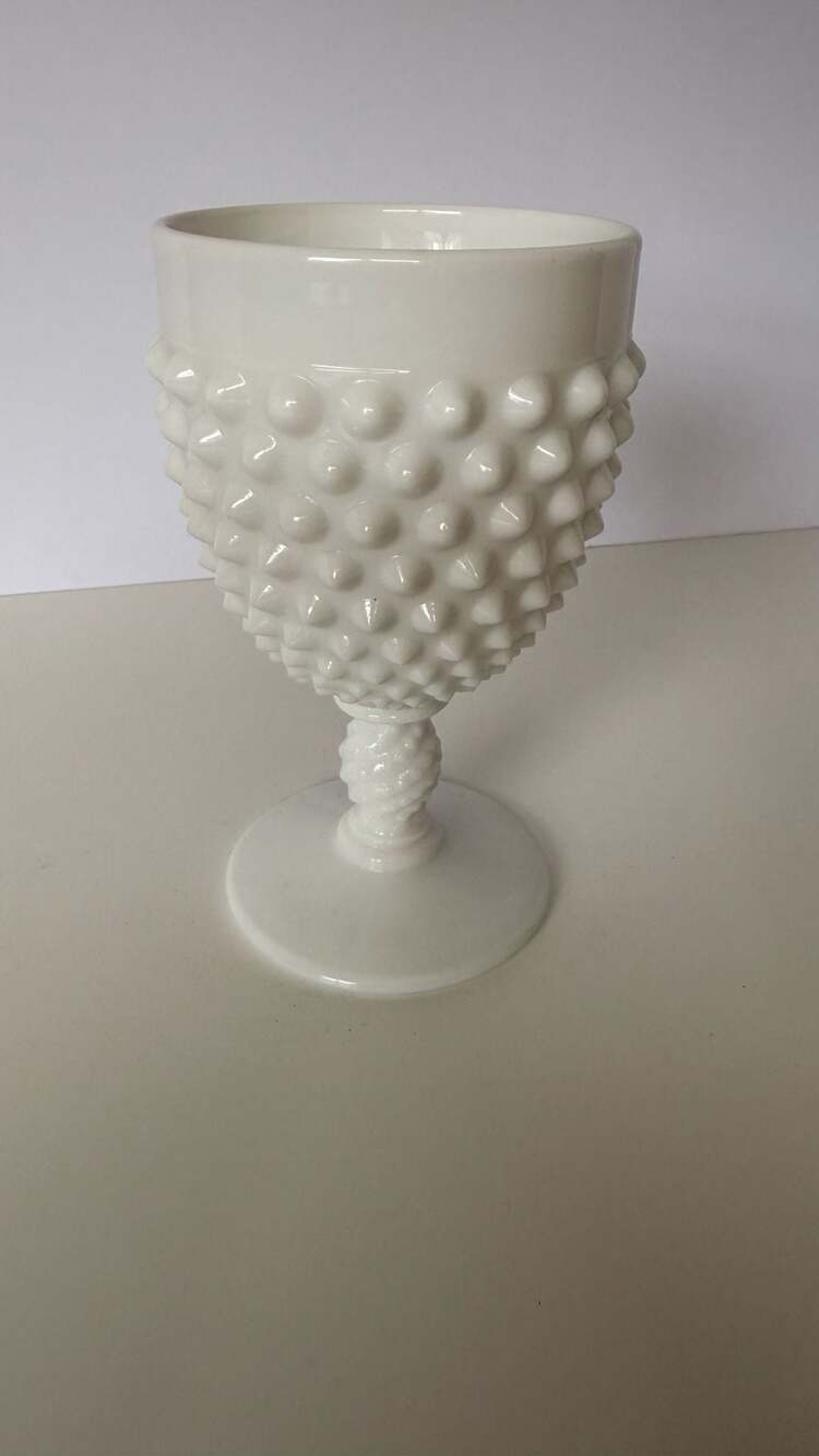 Vintage Fenton Hobnail White Milk Glass Goblet - Picture 2 of 2